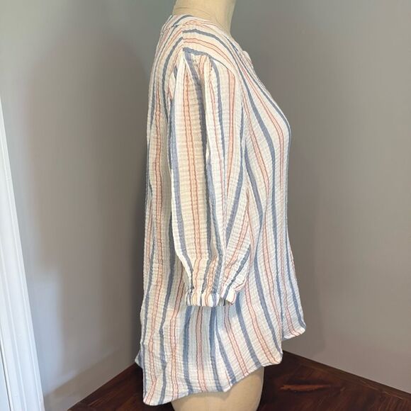 4OUR DREAMERS 3/4 Length Sleeve Button Down Cotton Blouse Size S - Picture 4 of 9